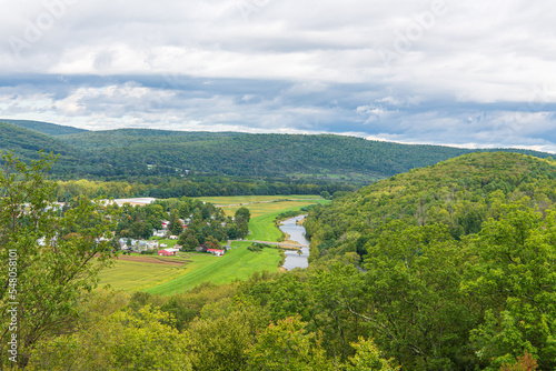 Tableau sur toile Landscape of the Tioga River Valley on a Cloudy, Stormy Day near the Borough of