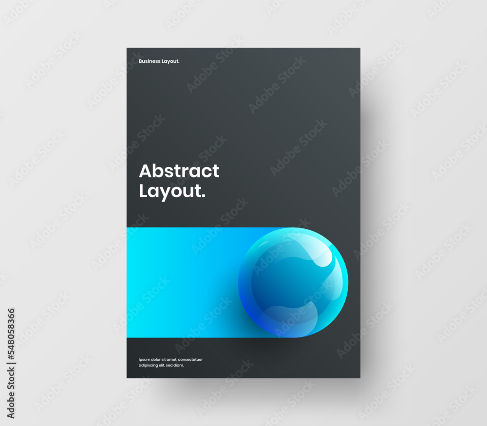 Isolated corporate identity A4 vector design concept. Creative realistic balls postcard illustration.