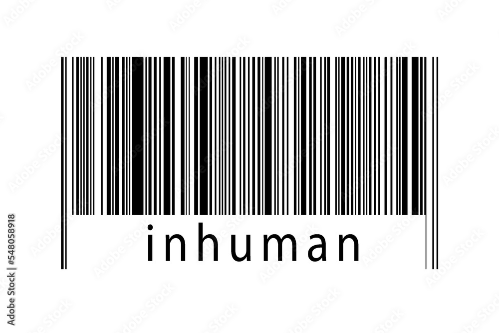 Εκτύπωση καμβά Barcode on white background with inscription inhuman below