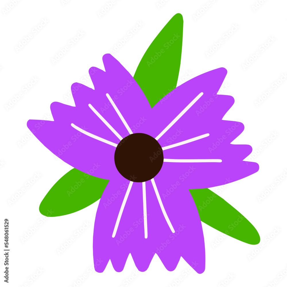 Purple flower isolated on awhite background . Vector illustration Purple flower isolated on awhite background . Vector illustration