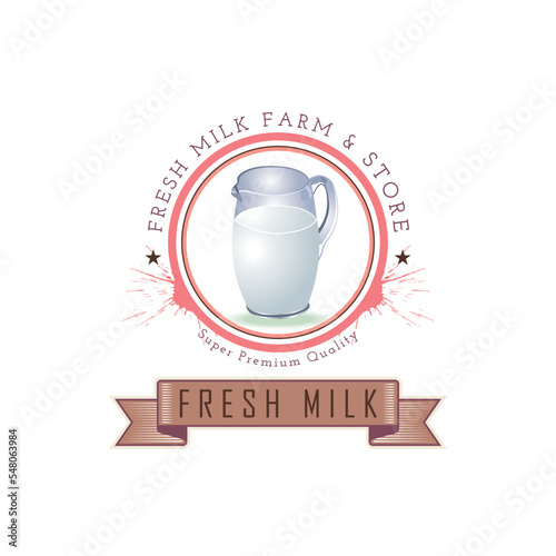 fresh milk farm and store dairy logo design template for brand or company and other