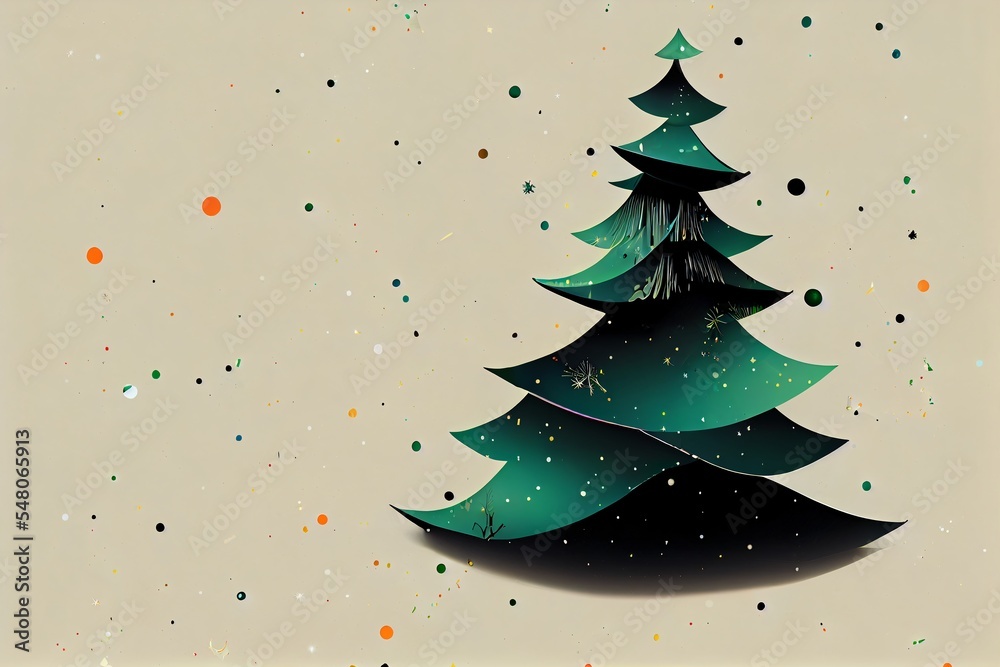 minimalistic modern and abstracct illustration of a christmas tree for a background of a christmas greetings card