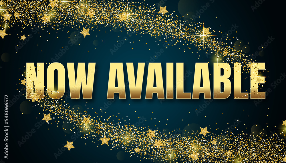 Fototapeta premium Now Available in shiny golden color, stars design element and on dark background.