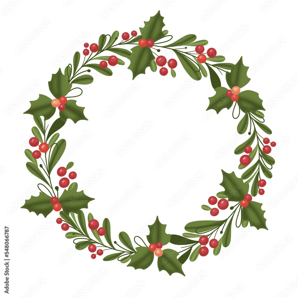 Fototapeta premium christmas wreath illustration