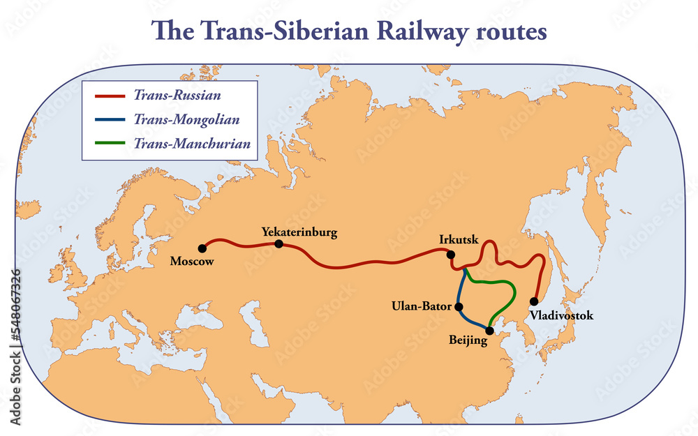 The Trans-Siberian Railway route map