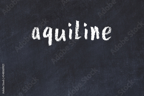 Black chalkboard with inscription aquiline on in
