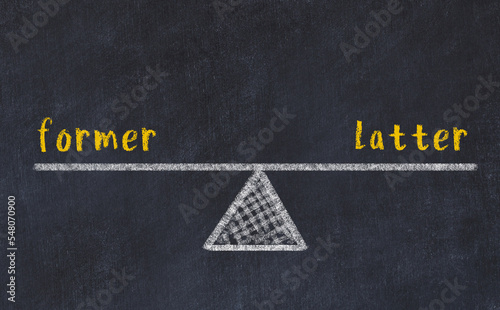 Balance between former and latter. Chalkboard drawing.