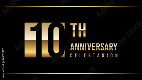 10 Years Anniversary Template Design Illustration With Gold Color Text