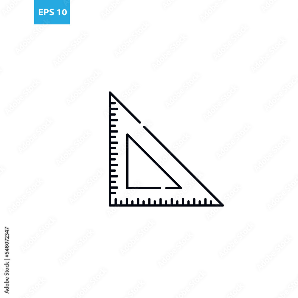 Triangle ruler outline icon Vector illustration