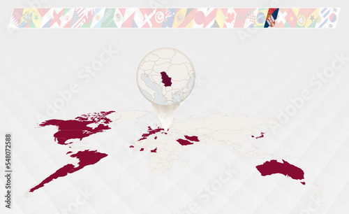 Enlarge the map of Serbia selected on the perspective world map, Infographics about the participants in soccer tournament.