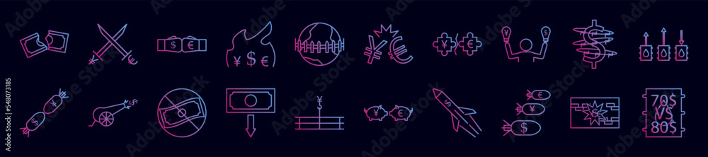 Fototapeta premium Trade wars nolan icon collections vector design