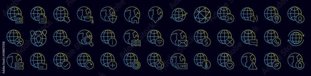 Globe nolan icons collection vector illustration design