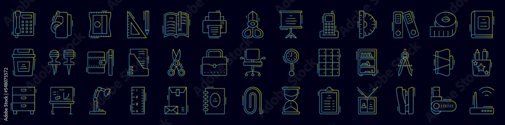 Office tools nolan icons collection vector illustration design Office tools nolan icons collection vector illustration design