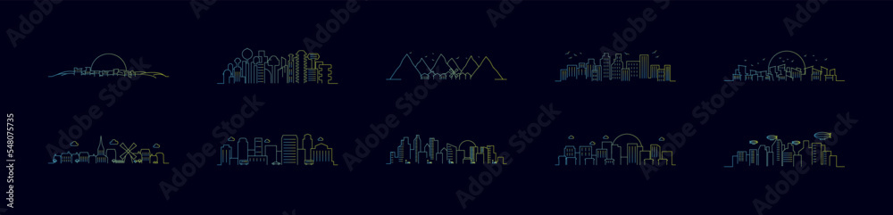 Naklejka premium Cityscape nolan icons collection vector illustration design