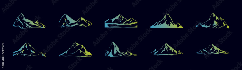 Mountain silhouette nolan icons collection vector illustration design