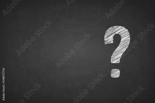 Question mark written chalk on blackboard. Question why? Quiz white chalk on black chalkboard. Hand drawn icon. Quastion uncertainty. Vector illustration