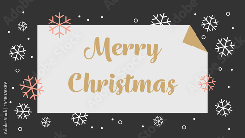 Luxury Merry Christmas postcard with snowflakes  16x9 vector