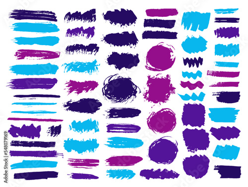 Gouache dry brush stroke vector collection. Isolated inkblot streak abstract elements. Splat spot web label imprint bundle. Brush stroke oil splashes design.