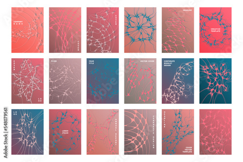 Biomedical brochure cover templates vector set.