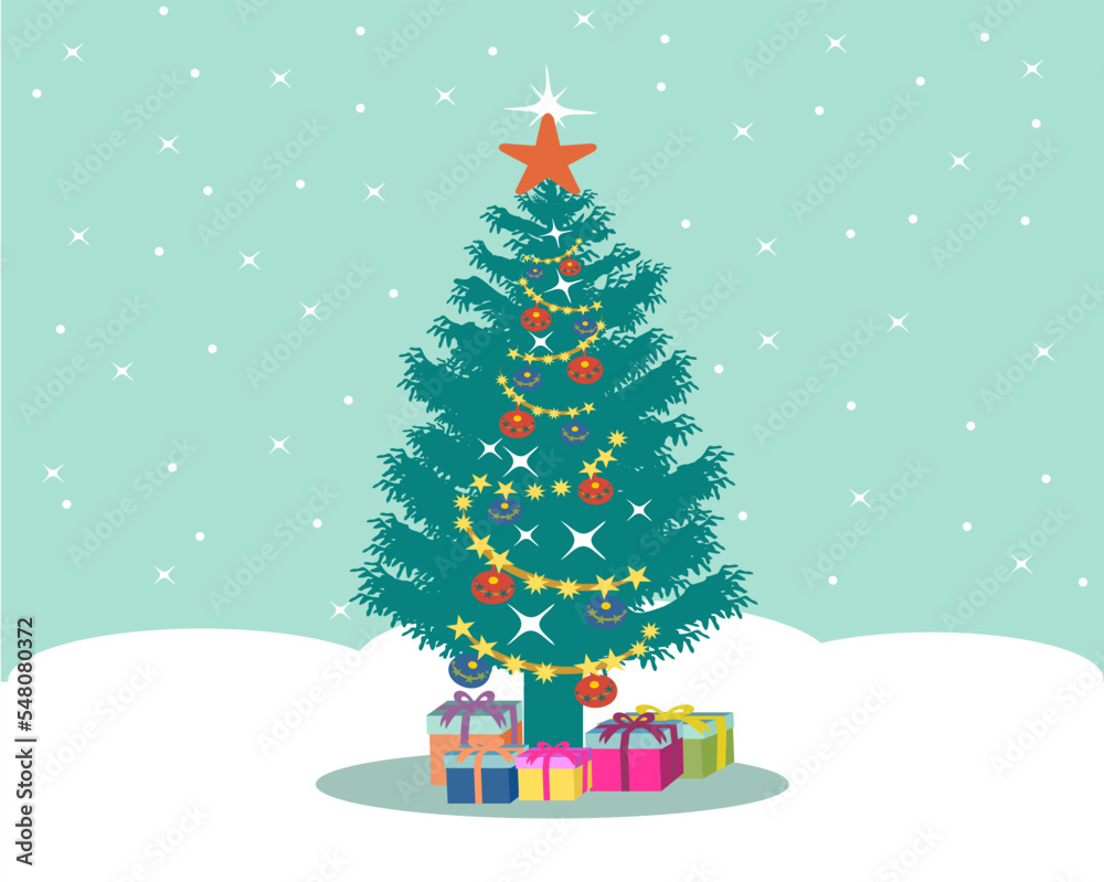 Christmas tree with gifts icon	