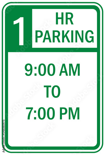 limited time one hour parking sign