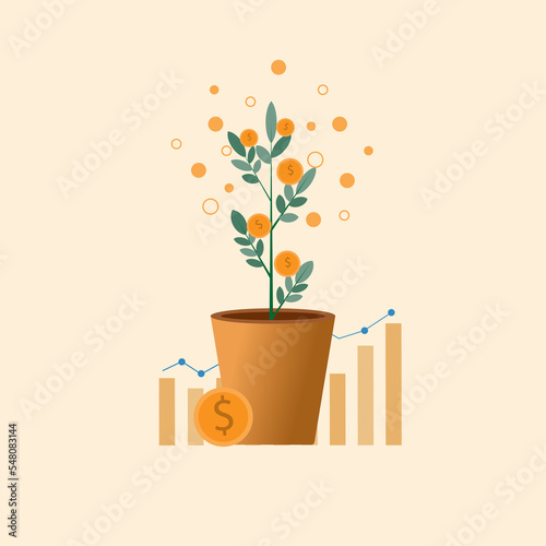 vector illustration long term investment, time investing, success takes time, growth profit, financial innvesting, candle stick graph