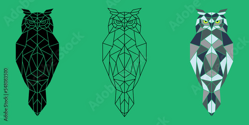 Geometric simple polygonal owl illustration, vector picture