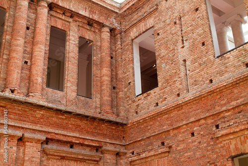 Internal area of the Pinacoteca de Sao Paulo, Brazil. Old brick building and art museum photo