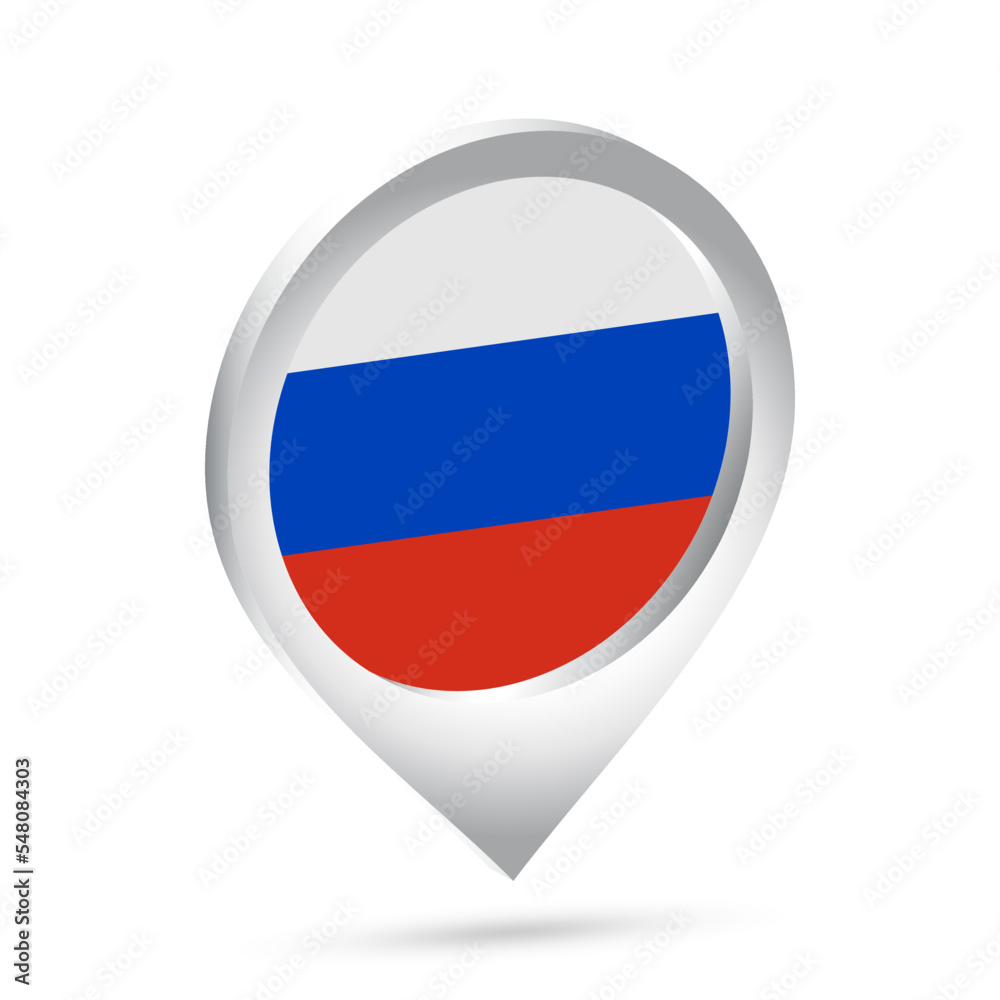 Russia flag 3d pin icon Russia flag 3d pin icon