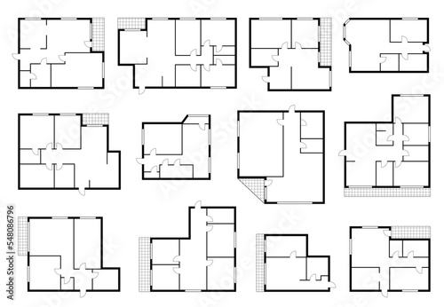 Apartment plan, home room scheme. House architecture blueprint or apartment bedroom construction vector plan. Building engineering layouts, office rooms technical schemes