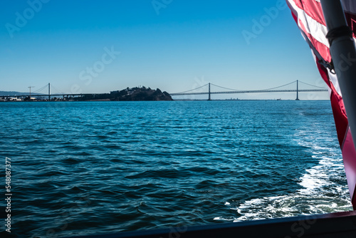 San Francisco Bay view from ferry in San Francisco CA, USA.