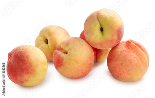White Peach isolated on white background, White Peach fruit on white With clipping path.