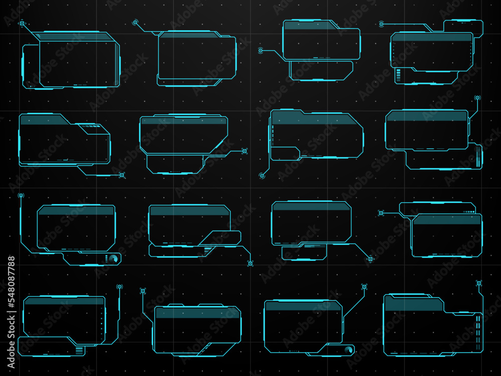 Hud callout titles. Digital info boxes, information frames and cyberpunk call box bars. Digital
