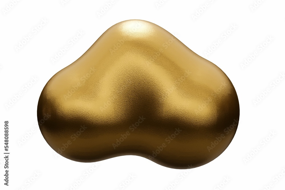 Minimal isolated 3d render gold cloud illustration Minimal isolated 3d render gold cloud illustration