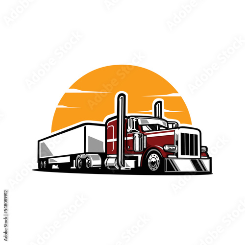 Trucking 18 wheeler tractor vector illustration isolated