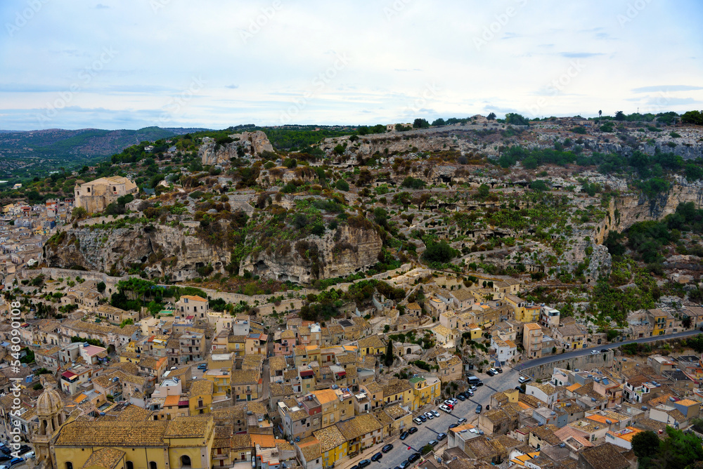 panorama of the historic center of Scicli Sicily Italy