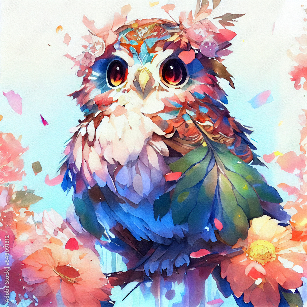 water paint of a owl digital art high detailed ai-generated Stock  Illustration | Adobe Stock