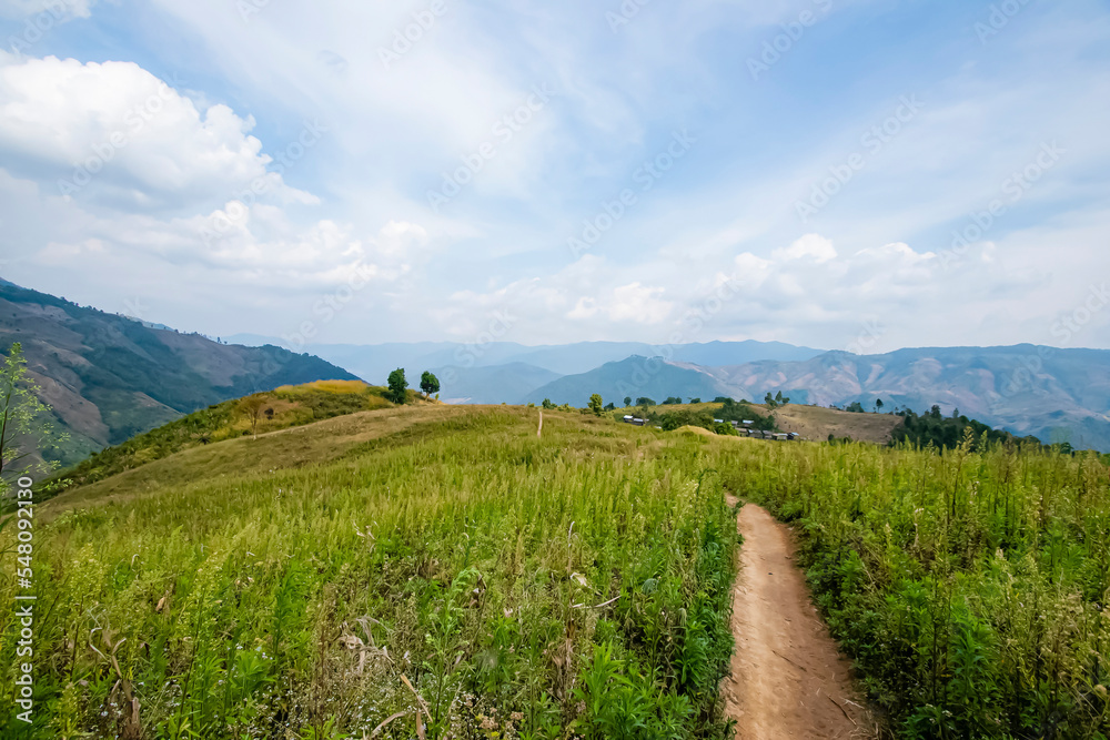 Fototapeta premium View of the nature trail on the mountain in Thailand