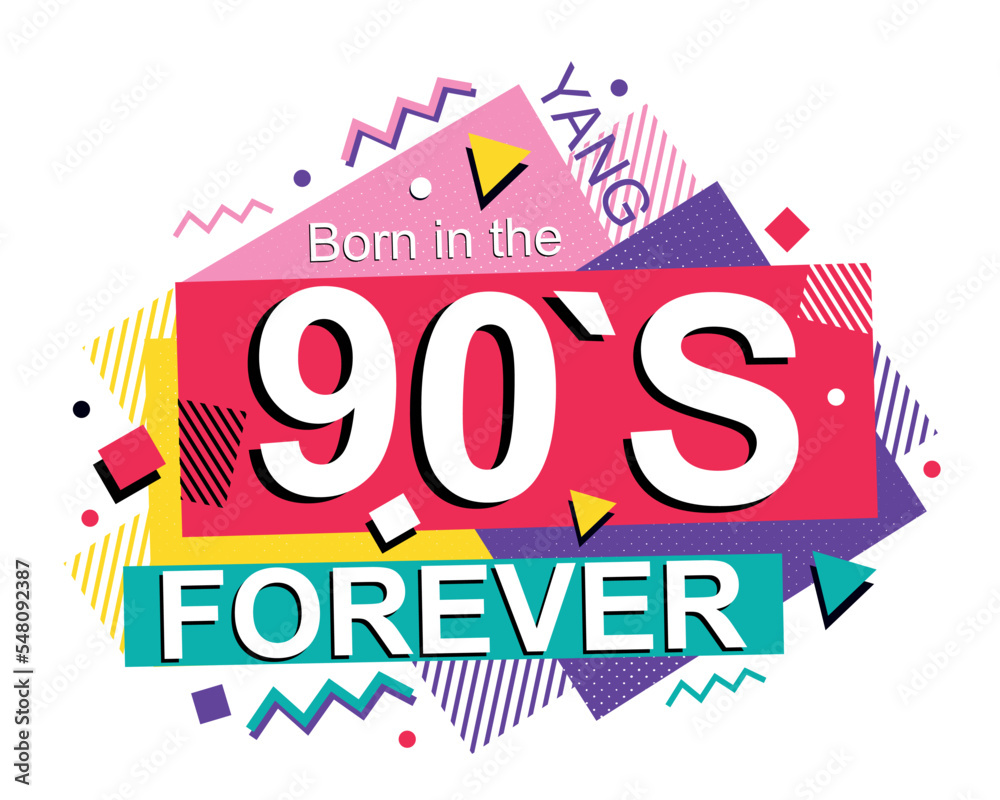 90s banner concept. Graphic element for website, greeting and ...