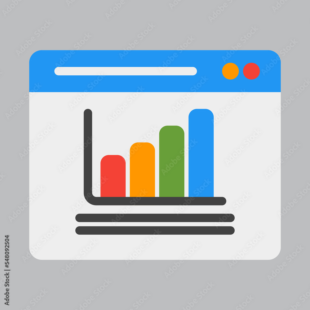 Bar chart icon in flat style about browser, use for website mobile app presentation Bar chart icon in flat style about browser, use for website mobile app presentation