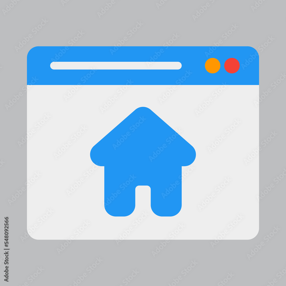 Home page icon in flat style about browser, use for website mobile app presentation