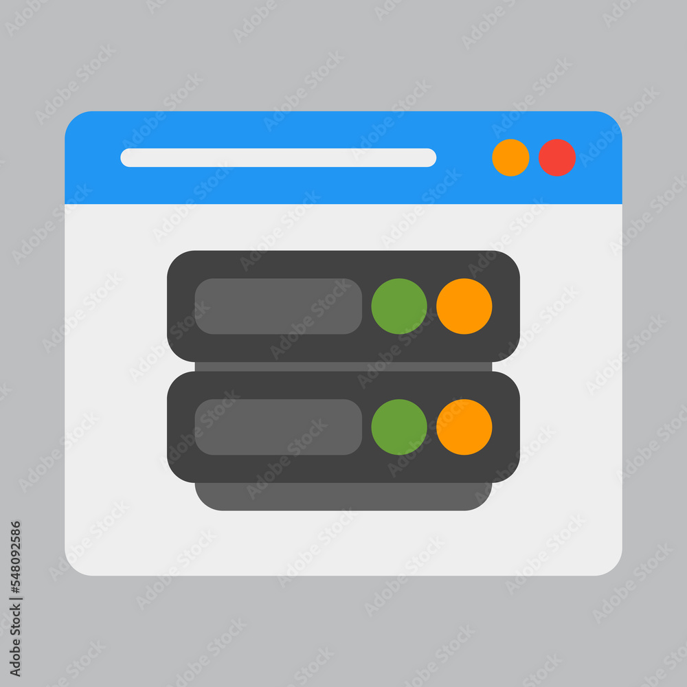 Database icon in flat style about browser, use for website mobile app presentation Database icon in flat style about browser, use for website mobile app presentation
