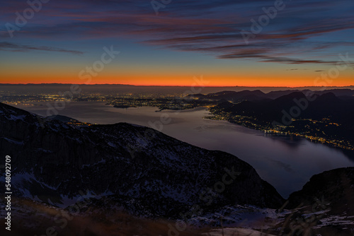 sunset over the lake of Garda, from Monte Baldo