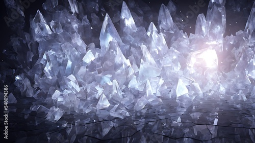 Hall of the Crystal Cave. Illustration, concept art. © Korney