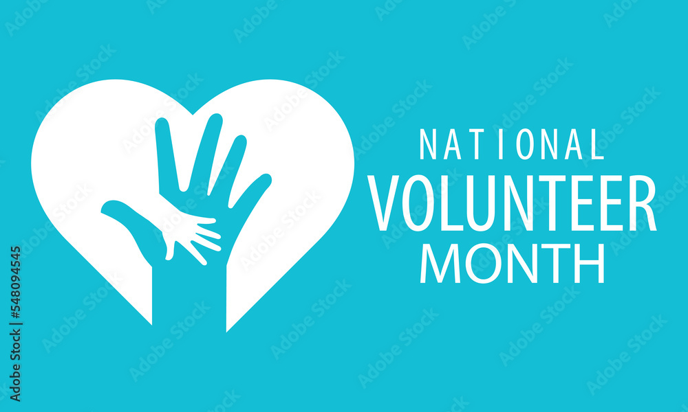 Obraz premium National volunteer month concept. Minimalistic horizontal template for posters, web banners, infographics template design.