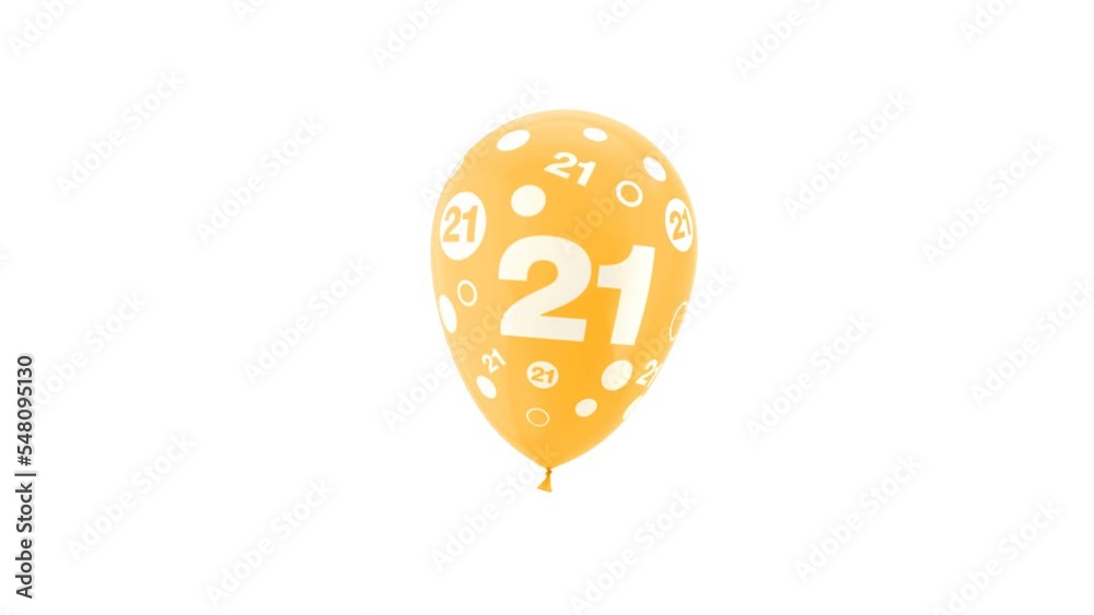 Balloon Animation with number 21. Loop Animation. With Green Screen and ...