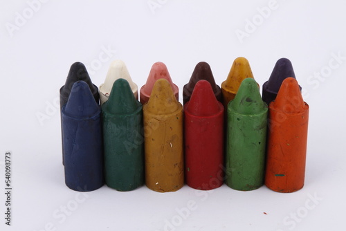 Fotografi Colorful big chunky child's used crayons