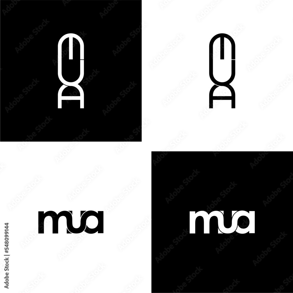 mua letter initial monogram logo design set mua letter initial monogram logo design set
