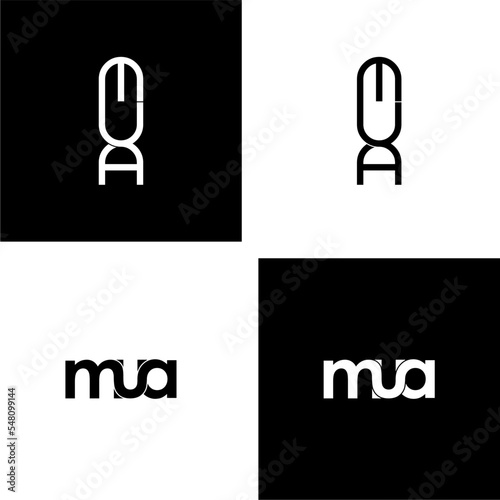 mua letter initial monogram logo design set
