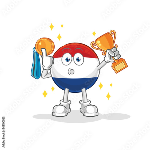 Netherlands winner with trophie. cartoon character
